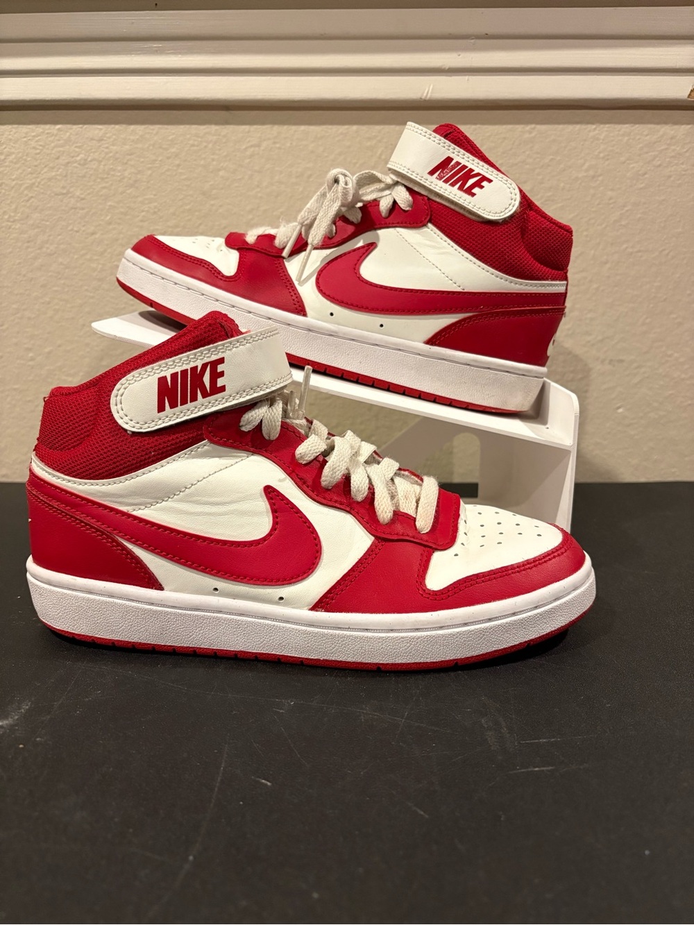 Nike Court Borough Mid 2 Sail White Gym red CD7782 124 Big Kids Youth Size 4.5Y